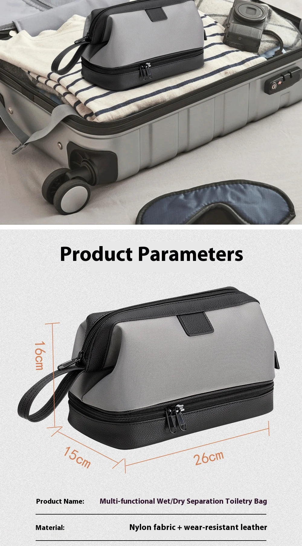 Large Capacity Women's Men Travel Toiletry Bag Makeup Cosmetics Storage Organizer Holer 2-layer Toiletry Washing Bag Waterproof by Passport Outfitters
