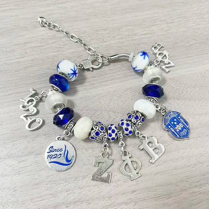 New arrival enamel metal Greek letter society ZETA PHI BETA sorority jewelry pendant bracelet by Passport Outfitters