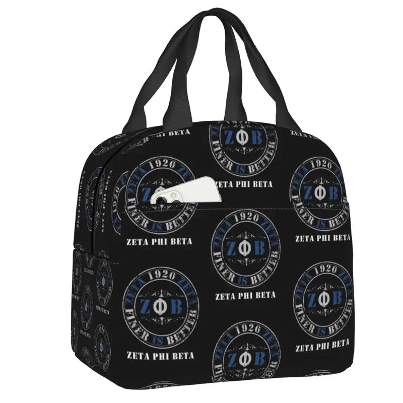 Custom Zeta Phi Beta Sorority Logo Lunch Bag Women Greek Letter 1920 Cooler Warm Insulated Lunch Box for Children School by Passport Outfitters