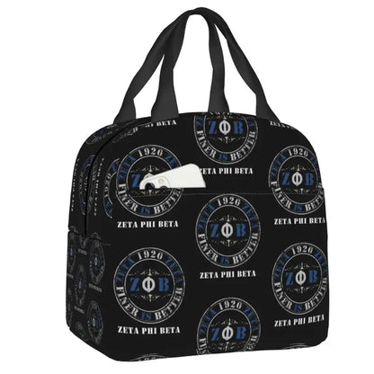 Custom Zeta Phi Beta Sorority Logo Lunch Bag Women Greek Letter 1920 Cooler Warm Insulated Lunch Box for Children School by Passport Outfitters