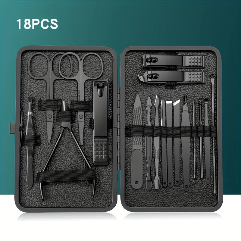 Ouriner All-in-One Travel Grooming & Nail Clipper Kit (Matte Black Stainless Steel) by Passport Outfitters