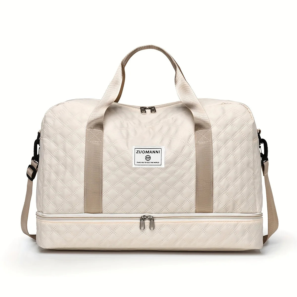 Casual nylon travel luggage bag,  large capacity sports and fitness storage, multi pocket portable weekender overnight bag