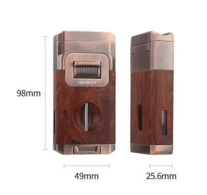 Metal High-end Cigar Lighter with Unique Wind Proof V-shaped Cutting Double Jet Flame Butane Gas Lighter Cigar Accessories by Passport Outfitters