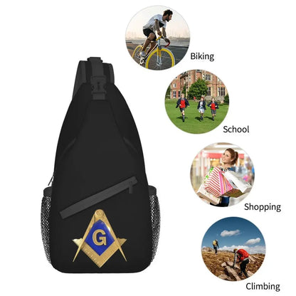 Casual Freemason Sling Bag for Travel Hiking Men Mason Masonic Crossbody Chest Backpack Shoulder Daypack by Passport Outfitters