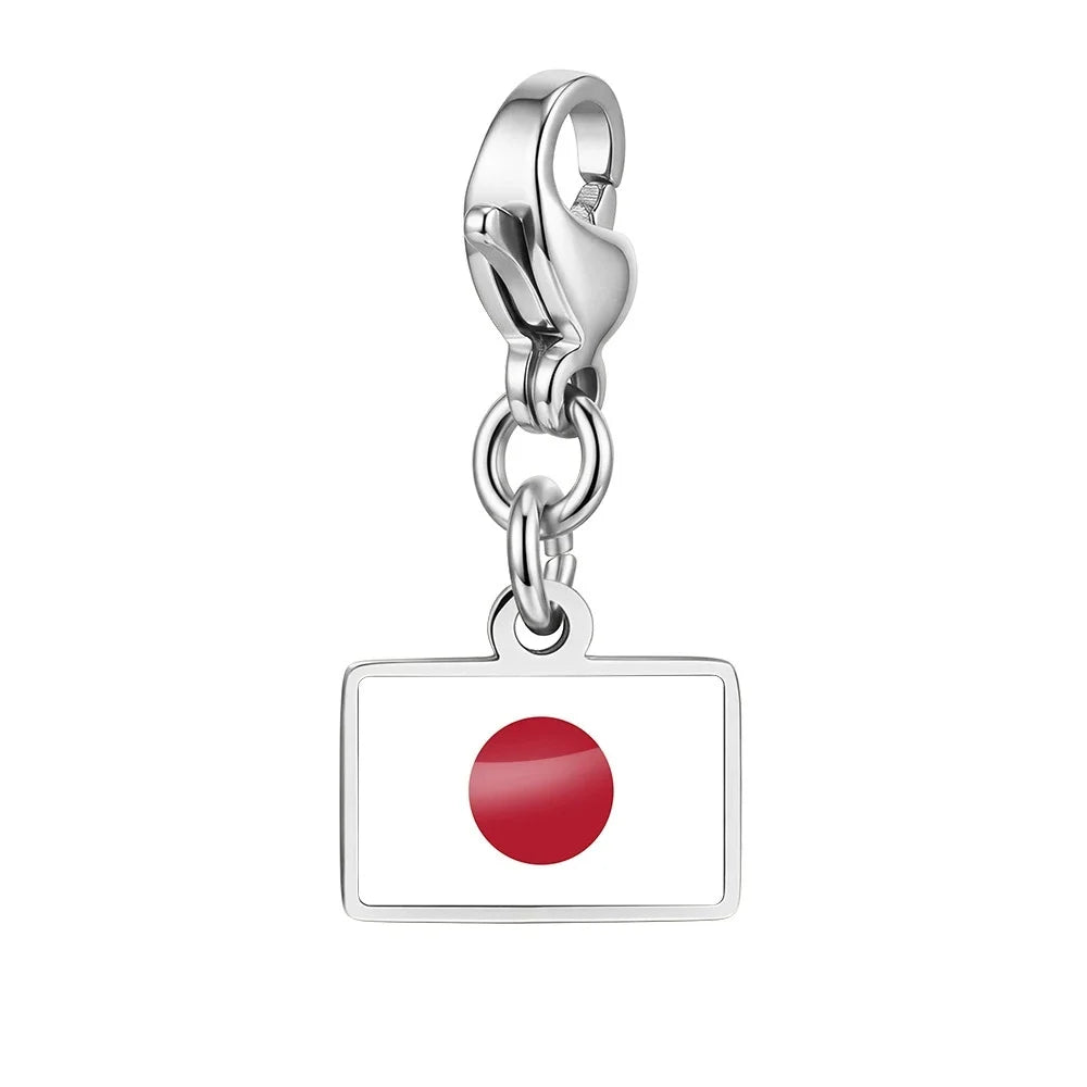10mm Country Flag Charms Pendant Necklace Bracelet Keychain Bagchain Stainless Steel Jewelry A Commemorative Gift For A Friend by Passport Outfitters