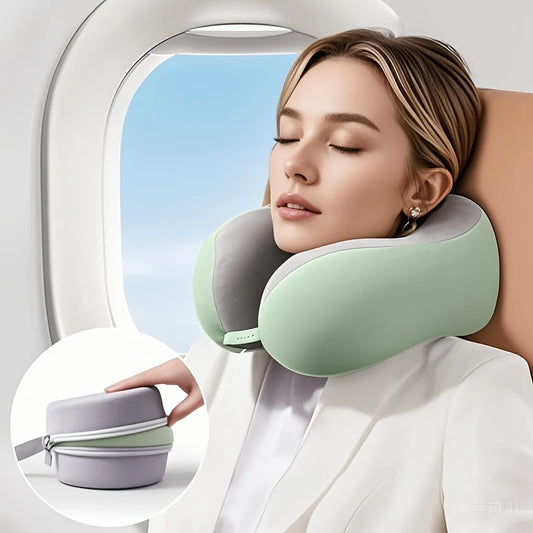 Comfortable U-shaped neck pillow with storage bag – ideal for travel, napping, and office use by Passport Outfitters