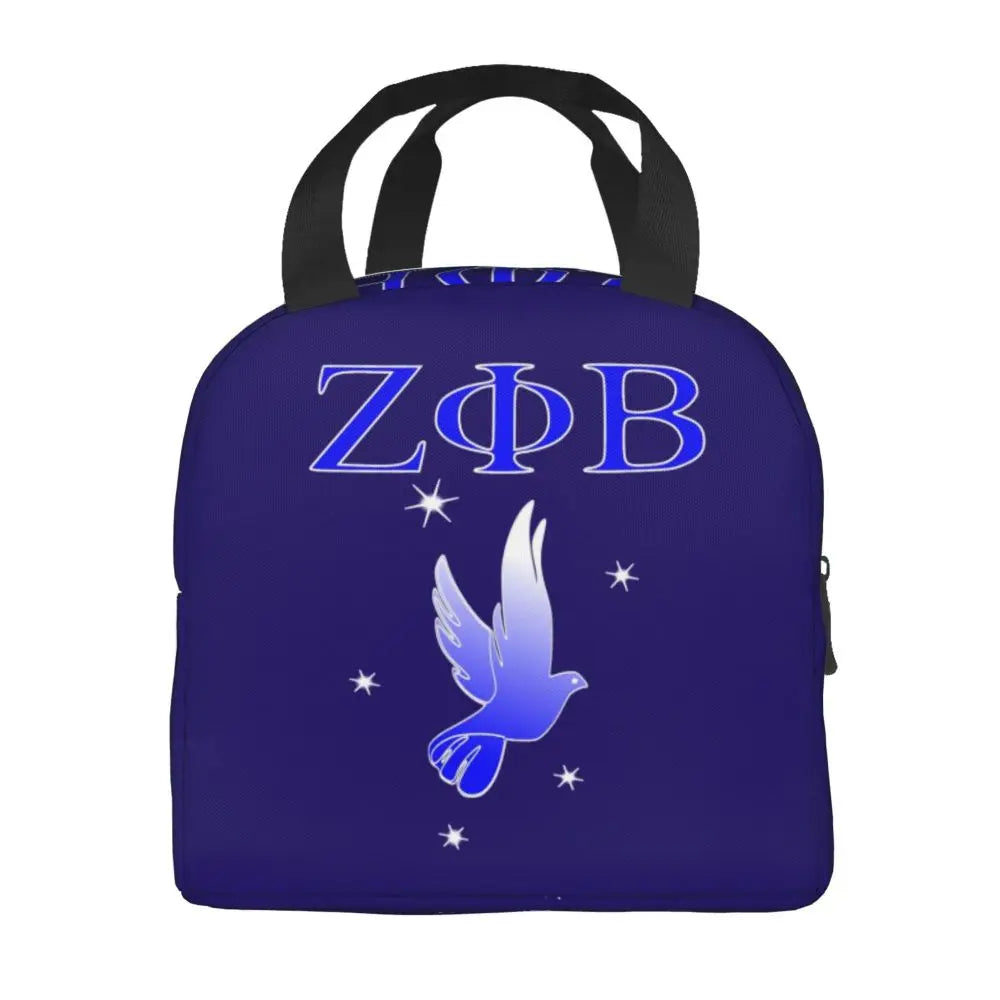 Custom Zeta Phi Beta Sorority Logo Lunch Bag Women Greek Letter 1920 Cooler Warm Insulated Lunch Box for Children School by Passport Outfitters