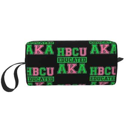 HBCU Grad AKA Sorority Paraphernalia, HBCU Educated AKA Makeup Bag Toiletry Cosmetic Bag for Women Beauty Travel Pencil Case by Passport Outfitters