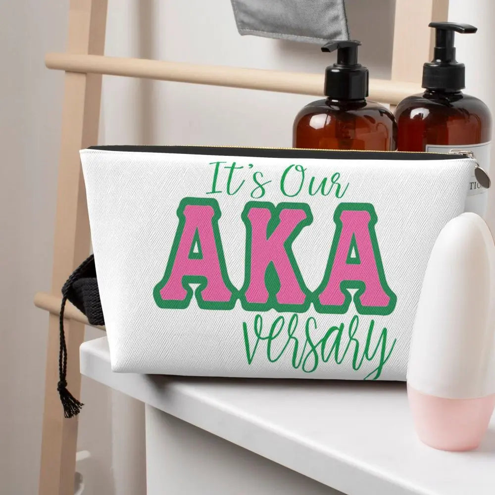 AKA Sorority 10 Women Cosmetic Bags Travel Makeup Organizer Pouch Toiletry Storage Dopp Kit Case by Passport Outfitters