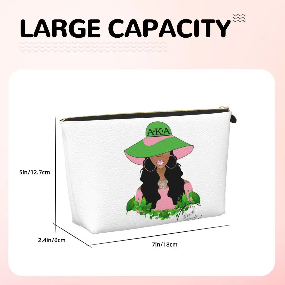 AKA Sorority 5 Women Cosmetic Bag Travel Makeup Organizer Pouch Toiletry Storage Dopp Kit Box by Passport Outfitters