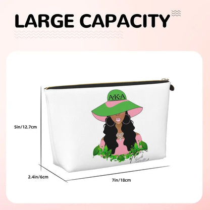 AKA Sorority 5 Women Cosmetic Bag Travel Makeup Organizer Pouch Toiletry Storage Dopp Kit Box by Passport Outfitters