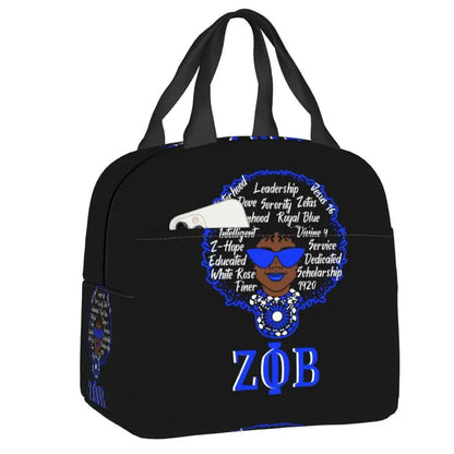 Custom Zeta Phi Beta Sorority Logo Lunch Bag Women Greek Letter 1920 Cooler Warm Insulated Lunch Box for Children School by Passport Outfitters