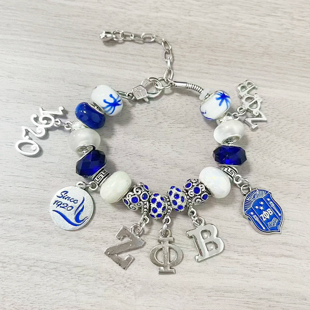 New arrival enamel metal Greek letter society ZETA PHI BETA sorority jewelry pendant bracelet by Passport Outfitters
