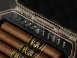 AWOTE Travel Cigar Humidor with Cigar Lighter, Cedar Wood, V Cut Cutter, Portable Cigar Humidor with Humidifier & Hygrometer by Passport Outfitters