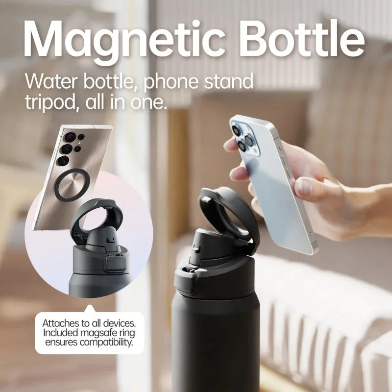 FEIJIAN 710/950ML Stainless Steel Sports Water Bottle with Magnetic Phone Holder Bouncing cover Insulation Cup Magnetic Thermos by Passport Outfitters