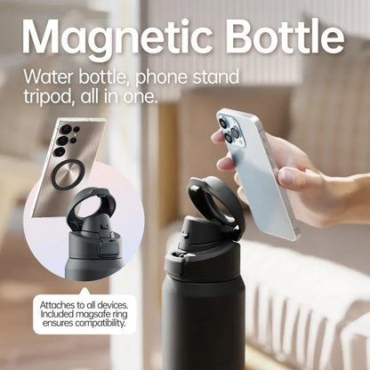 FEIJIAN 710/950ML Stainless Steel Sports Water Bottle with Magnetic Phone Holder Bouncing cover Insulation Cup Magnetic Thermos by Passport Outfitters
