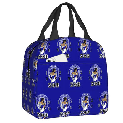 Custom Zeta Phi Beta Sorority Logo Lunch Bag Women Greek Letter 1920 Cooler Warm Insulated Lunch Box for Children School by Passport Outfitters