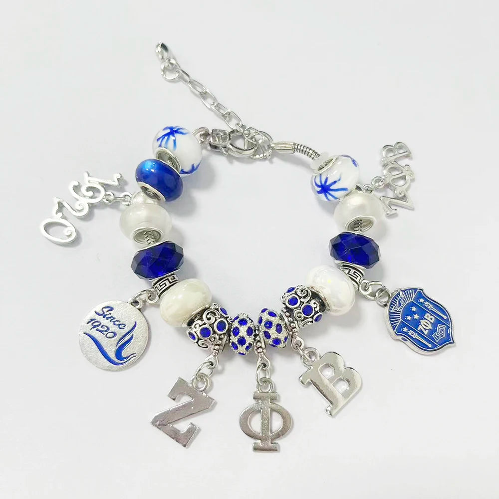 New arrival enamel metal Greek letter society ZETA PHI BETA sorority jewelry pendant bracelet by Passport Outfitters