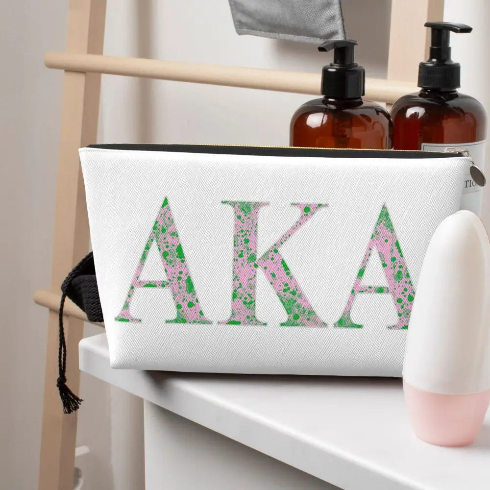 AKA Sorority 5 Women Cosmetic Bag Travel Makeup Organizer Pouch Toiletry Storage Dopp Kit Box by Passport Outfitters