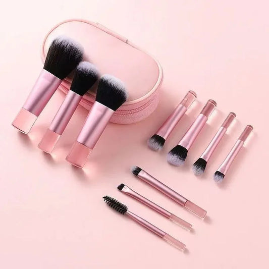 10-Piece Mini Makeup Brush Set with Bag Portable Travel Size Makeup Brush Available in Multiple Colors by Passport Outfitters