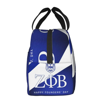 Custom Zeta Phi Beta Sorority Logo Lunch Bag Women Greek Letter 1920 Cooler Warm Insulated Lunch Box for Children School by Passport Outfitters