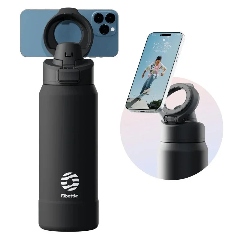 FEIJIAN 710/950ML Stainless Steel Sports Water Bottle with Magnetic Phone Holder Bouncing cover Insulation Cup Magnetic Thermos by Passport Outfitters