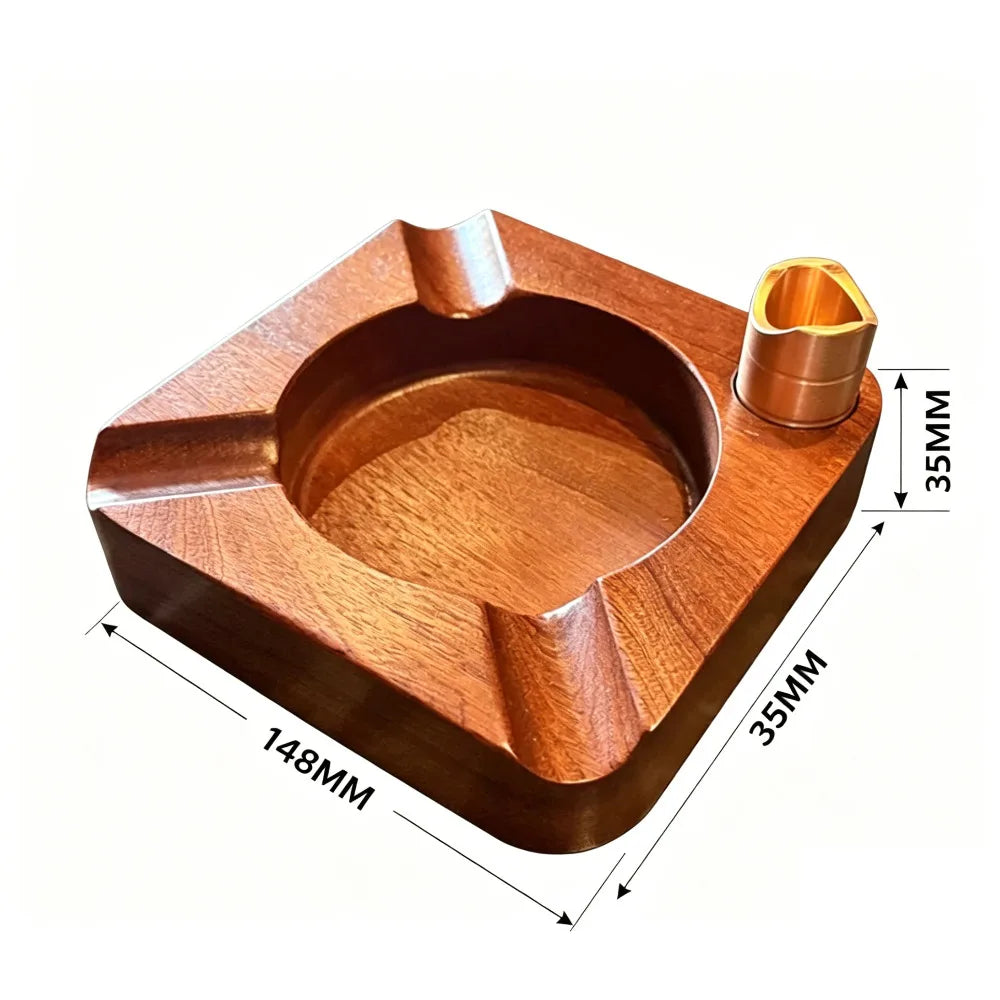 Solid Wood Cigar Ashtray with Integrated Cigar Rest, Retro Stylish Cigar Accessory for Home & Office Use by Passport Outfitters