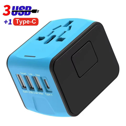 Travel Adapter Universal Power Plug UK European Union US Socket International 3USB Type C Wall Charger for Global Adapters by Passport Outfitters