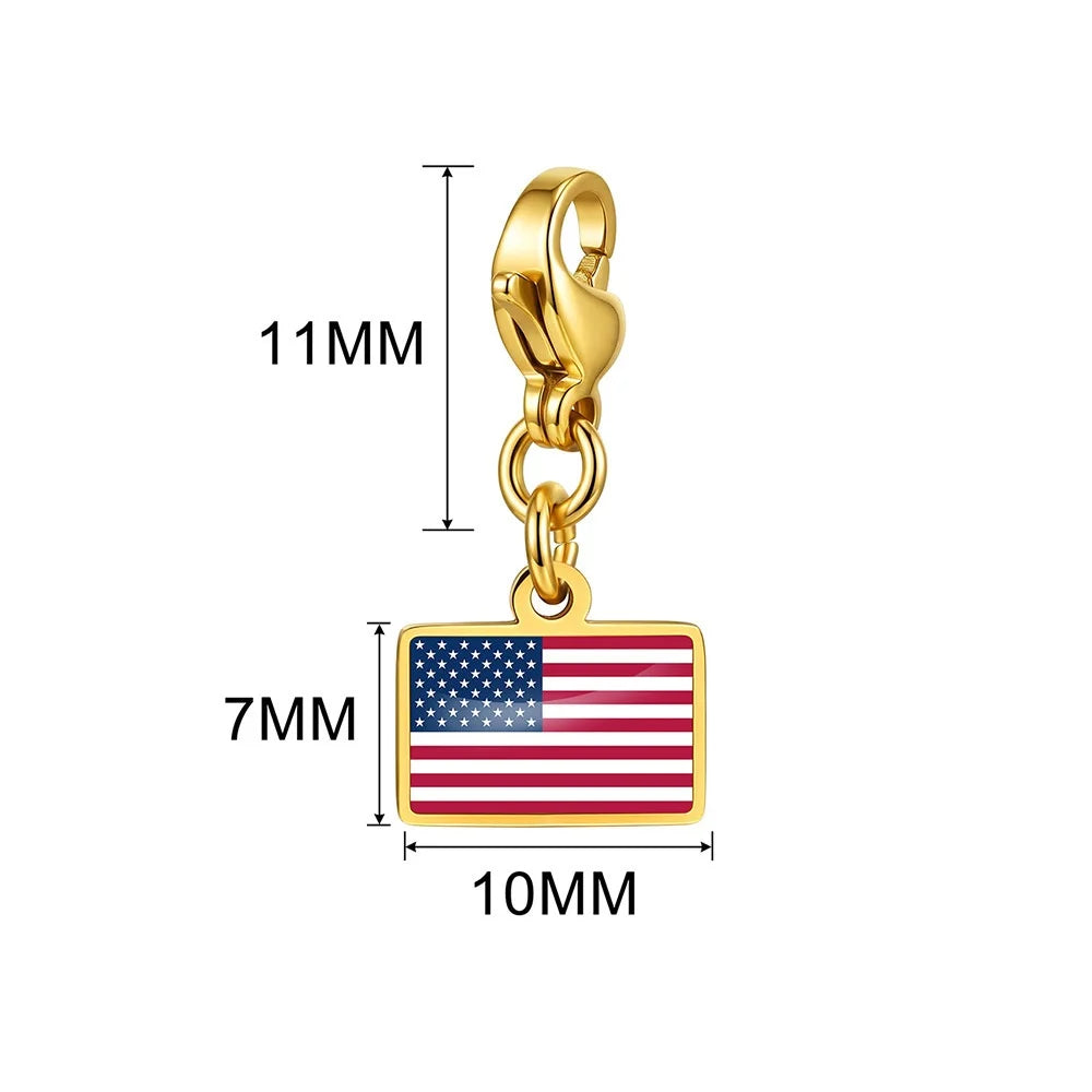 10mm Country Flag Charms Pendant Necklace Bracelet Keychain Bagchain Stainless Steel Jewelry A Commemorative Gift For A Friend by Passport Outfitters