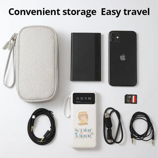 1pc Grey/Black/Navy Travel Portable Digital Product Storage Bag USB Data Cable Organizer Headset Charging Treasure Box Bag