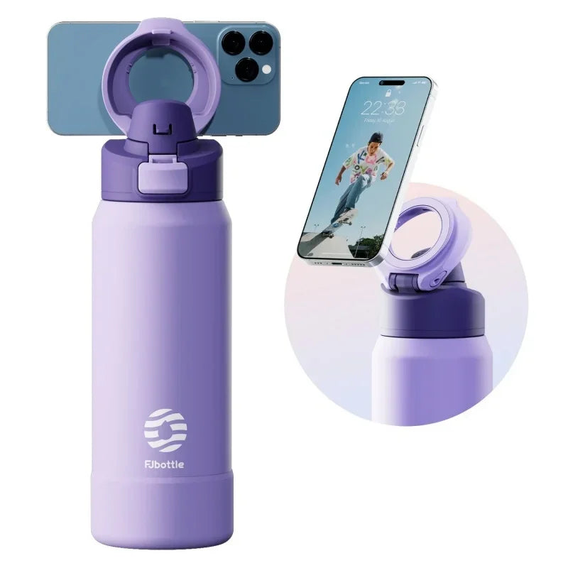 FEIJIAN 710/950ML Stainless Steel Sports Water Bottle with Magnetic Phone Holder Bouncing cover Insulation Cup Magnetic Thermos by Passport Outfitters