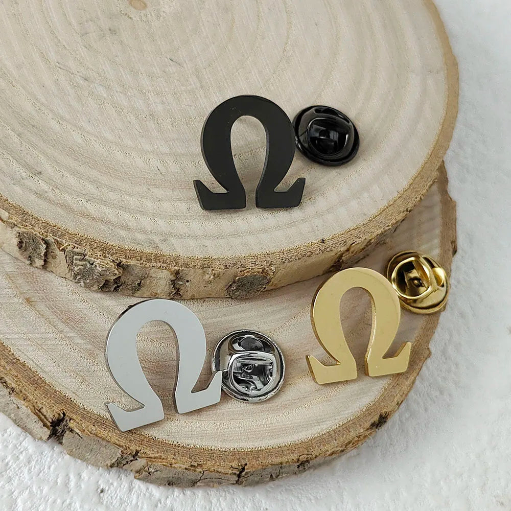Stainless steel Ohm symbol fashion men's brooch, fashion suit accessories by Passport Outfitters