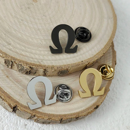 Stainless steel Ohm symbol fashion men's brooch, fashion suit accessories by Passport Outfitters