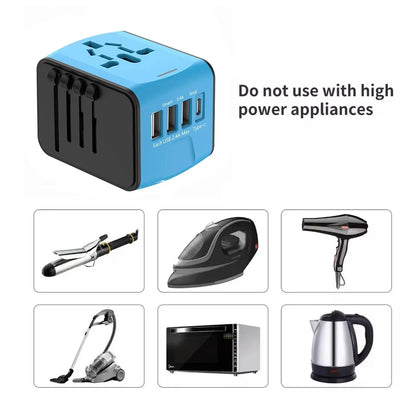 Travel Adapter Universal Power Plug UK European Union US Socket International 3USB Type C Wall Charger for Global Adapters by Passport Outfitters