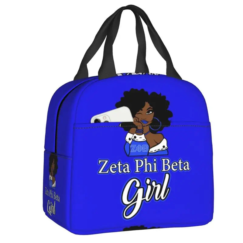 Custom Zeta Phi Beta Sorority Logo Lunch Bag Women Greek Letter 1920 Cooler Warm Insulated Lunch Box for Children School by Passport Outfitters