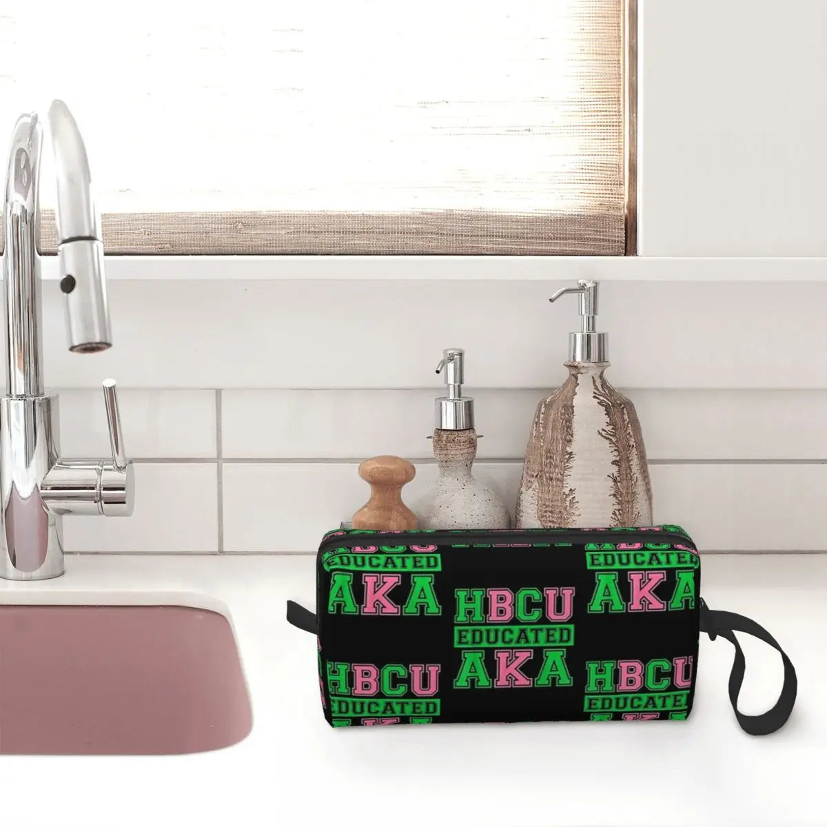 HBCU Grad AKA Sorority Paraphernalia, HBCU Educated AKA Makeup Bag Toiletry Cosmetic Bag for Women Beauty Travel Pencil Case by Passport Outfitters