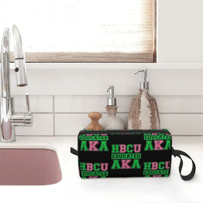 HBCU Grad AKA Sorority Paraphernalia, HBCU Educated AKA Makeup Bag Toiletry Cosmetic Bag for Women Beauty Travel Pencil Case by Passport Outfitters