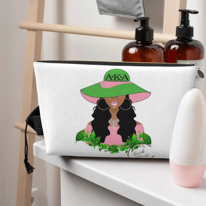 AKA Sorority 5 Women Cosmetic Bag Travel Makeup Organizer Pouch Toiletry Storage Dopp Kit Box by Passport Outfitters
