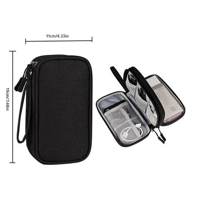 1pc Pink/Grey/Black/Navy Travel Portable Digital Product Storage Bag USB Data Cable Organizer Headset Charging Treasure Box Bag by Passport Outfitters
