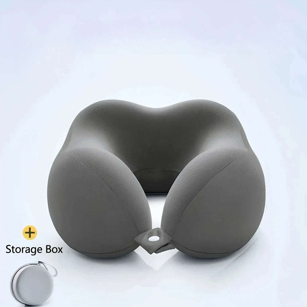 Comfortable U-shaped neck pillow with storage bag – ideal for travel, napping, and office use by Passport Outfitters