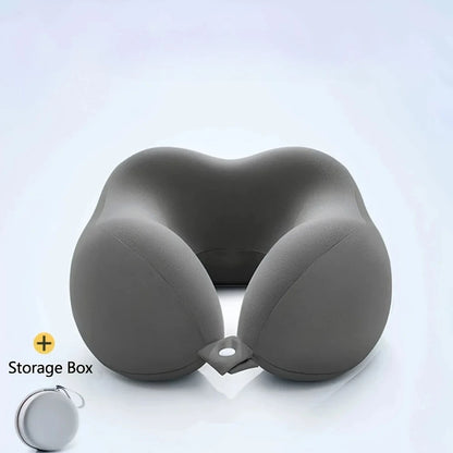 Comfortable U-shaped neck pillow with storage bag – ideal for travel, napping, and office use by Passport Outfitters