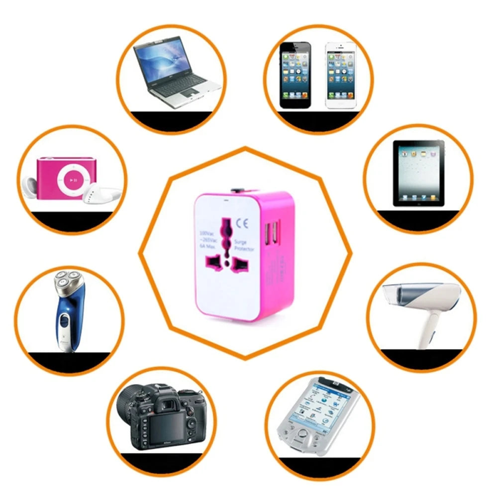 Universal Worldwide All in One Phone Charger Travel Wall AC Power Plug Adapter with Dual USB Charging Ports for USA EU UK AU by Passport Outfitters