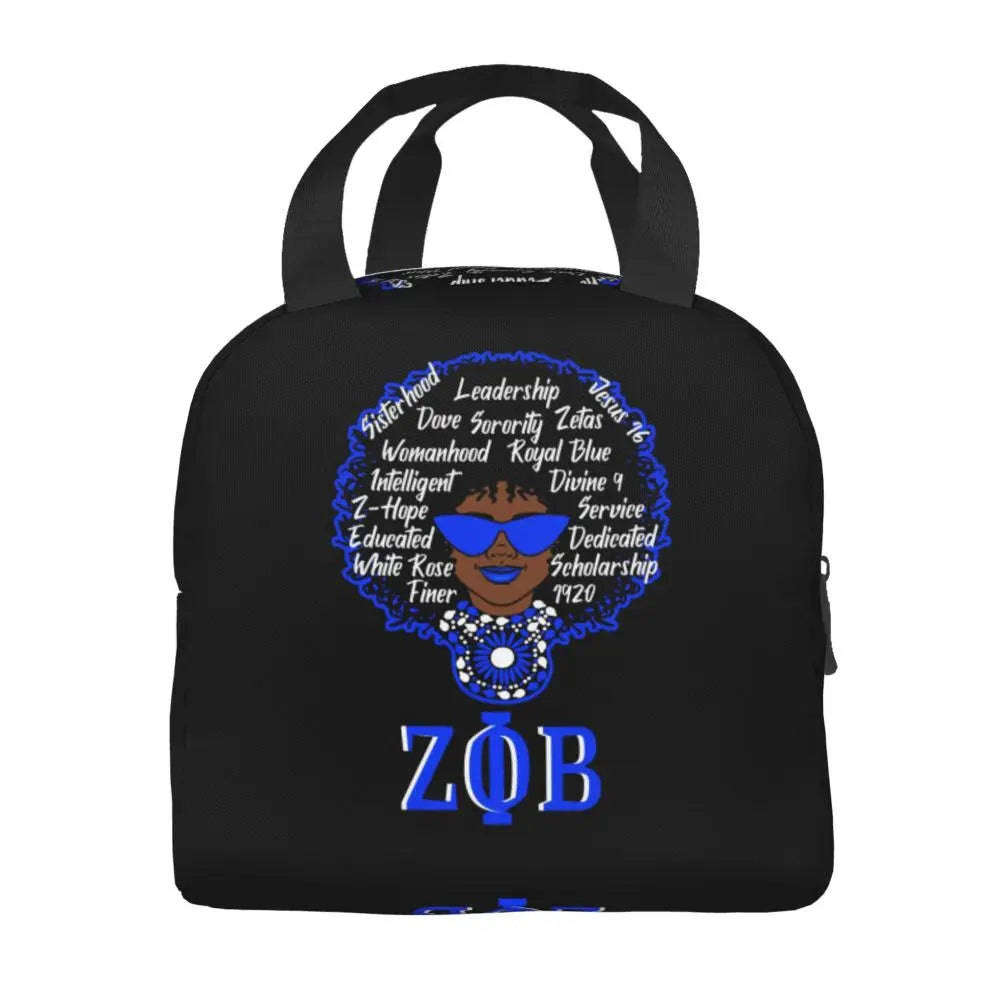 Custom Zeta Phi Beta Sorority Logo Lunch Bag Women Greek Letter 1920 Cooler Warm Insulated Lunch Box for Children School by Passport Outfitters