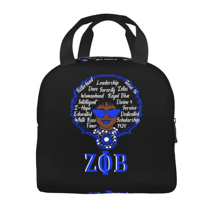 Custom Zeta Phi Beta Sorority Logo Lunch Bag Women Greek Letter 1920 Cooler Warm Insulated Lunch Box for Children School by Passport Outfitters