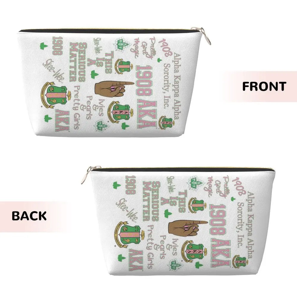 AKA Sorority 10 Women Cosmetic Bags Travel Makeup Organizer Pouch Toiletry Storage Dopp Kit Case by Passport Outfitters