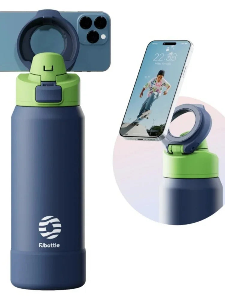 FEIJIAN 710/950ML Stainless Steel Sports Water Bottle with Magnetic Phone Holder Bouncing cover Insulation Cup Magnetic Thermos by Passport Outfitters