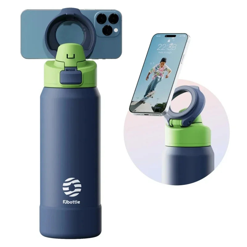FEIJIAN 710/950ML Stainless Steel Sports Water Bottle with Magnetic Phone Holder Bouncing cover Insulation Cup Magnetic Thermos by Passport Outfitters