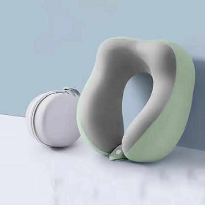 Comfortable U-shaped neck pillow with storage bag – ideal for travel, napping, and office use by Passport Outfitters
