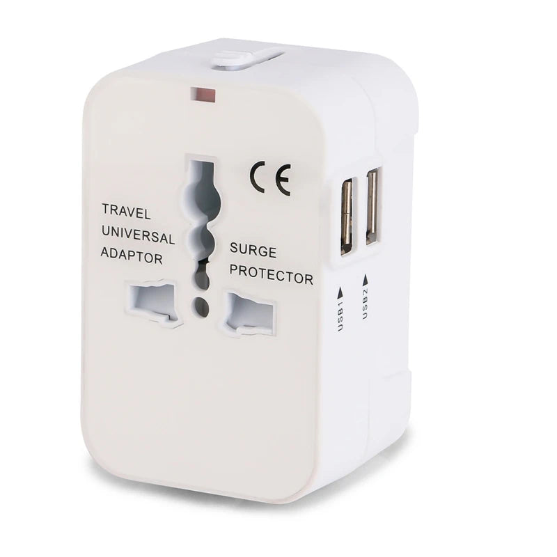 Universal Worldwide All in One Phone Charger Travel Wall AC Power Plug Adapter with Dual USB Charging Ports for USA EU UK AU by Passport Outfitters