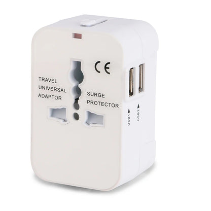 Universal Worldwide All in One Phone Charger Travel Wall AC Power Plug Adapter with Dual USB Charging Ports for USA EU UK AU by Passport Outfitters